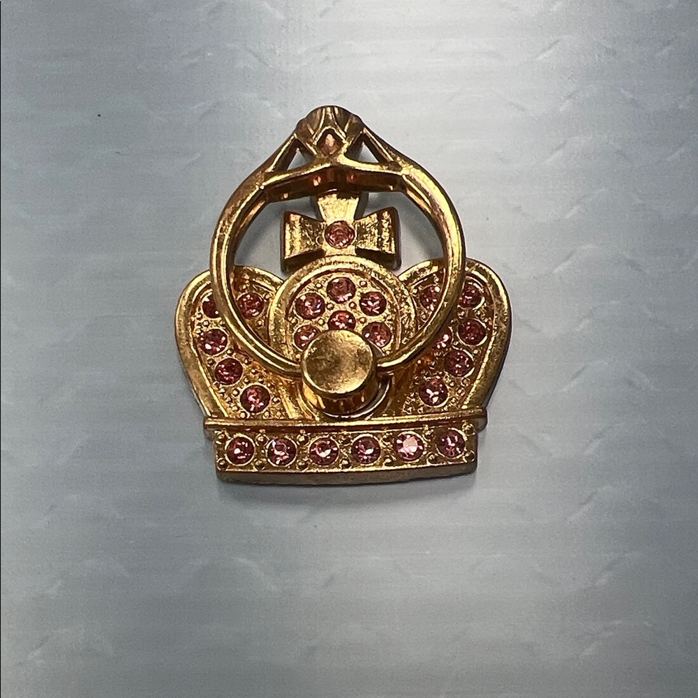 Gold and Pink Crown Phone Ring Holder
